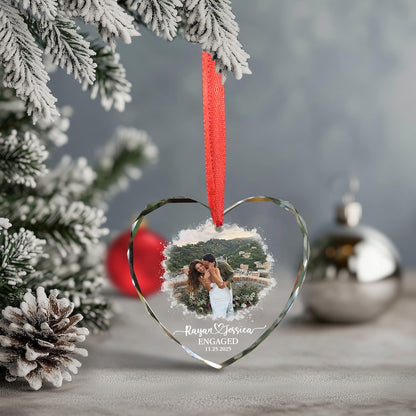 Personalized Couple Glass Ornament, Engagement Gift, Wedding Keepsake For Newlyweds, Romantic Whimsical Decoration, Anniversary Gift