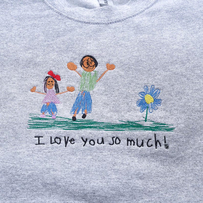 Custom Kids Photo Drawing Sweatshirt - Photo Embroidered Sweatshirt - Kids Art Sweatshirt - Drawing on Sweatshirt, Unique Gift for Mom, Dad il_794xN.7322413430_cmg1.jpg