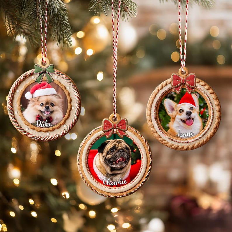Custom Pet Photo Ornament, Custom Dog Memorial Ornament, Cat Ornament, Dog Lover Gift, Pet Memorial Gift, Christmas Tree Decoration