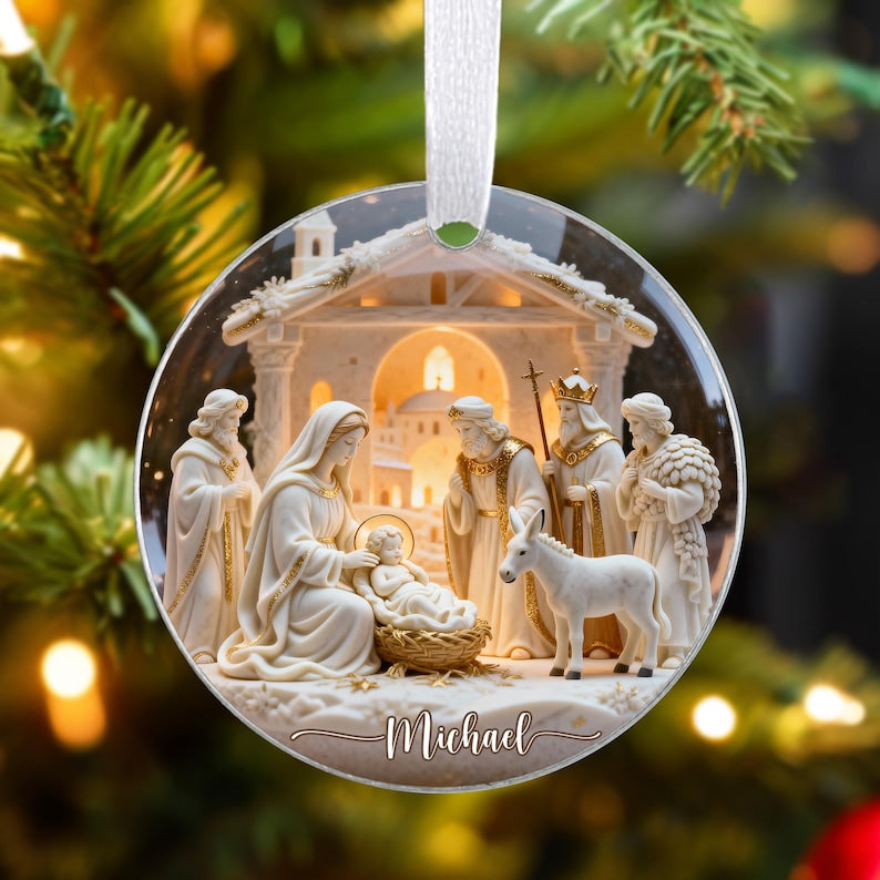 Custom Nativity Christmas Ornament 2025,Nativity Scene Ornament,Christian Gift,Regilious Decor Gift,Meaningful Xmas Gift,Jesus Ornament