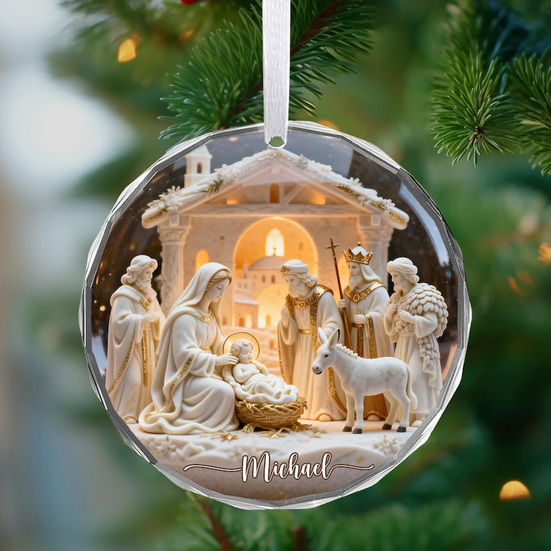 Custom Nativity Christmas Ornament 2025,Nativity Scene Ornament,Christian Gift,Regilious Decor Gift,Meaningful Xmas Gift,Jesus Ornament