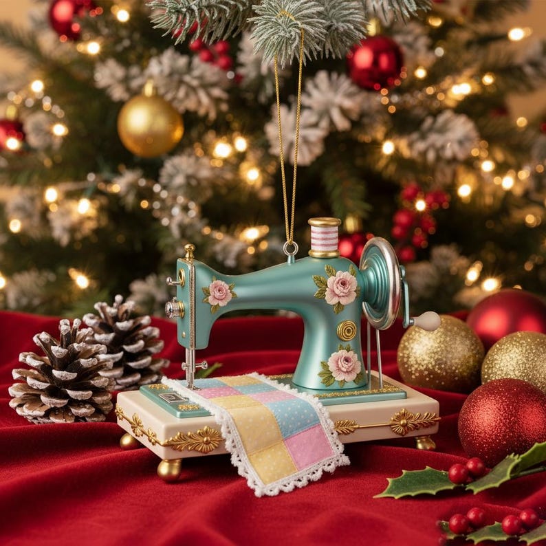 Personalized Sewing Machine acrylic Ornament 2025, Custom Quilter Christmas Decor, Seamstress Gift, Quilting Studio Decor,Crafting Xmas Gift