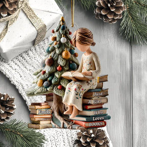 Just a Girl Who Loves Books Ornament, Personalized Reading Girl Ornament, Book Lover Christmas Gift 2025, 2D FLAT Acrylic Ornament