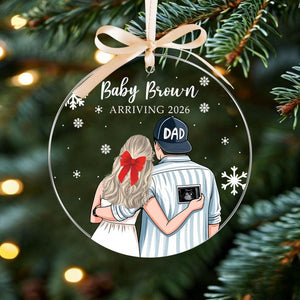 Personalized Pregnancy Family Ornament 2025: Pregnant Couple Keepsake, Expecting Mom Dad Gifts