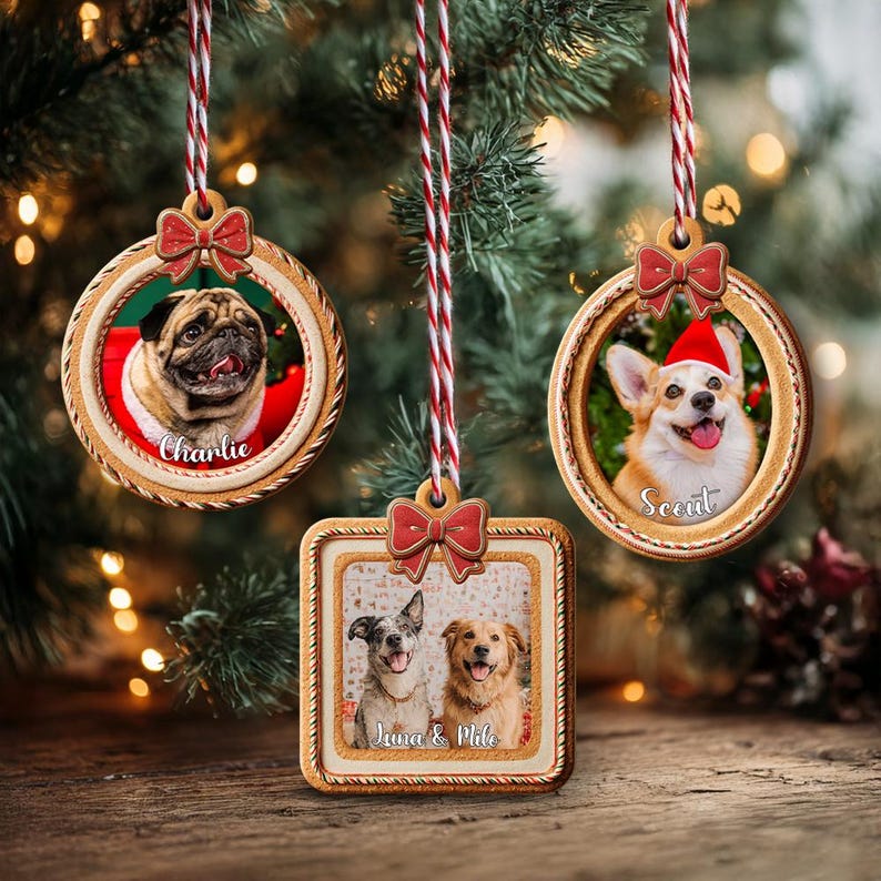 Custom Pet Photo Ornament, Custom Dog Memorial Ornament, Cat Ornament, Dog Lover Gift, Pet Memorial Gift, Christmas Tree Decoration
