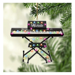 Personalized Keyboard Piano Ornament, 2D Acrylic Christmas Decoration, Music Lover Gift, Holiday Tree Keepsake For Pianists 2025,