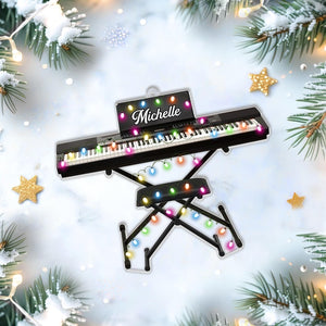 Personalized Keyboard Piano Ornament, 2D Acrylic Christmas Decoration, Music Lover Gift, Holiday Tree Keepsake For Pianists 2025,