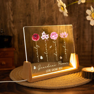 Custom Grandmas Garden Night Light: Unique Gifts for Grandma,Birth Flower Lamp,Moms Garden Night Lamp,Bedroom Night Lamp,Mothers Day Gifts