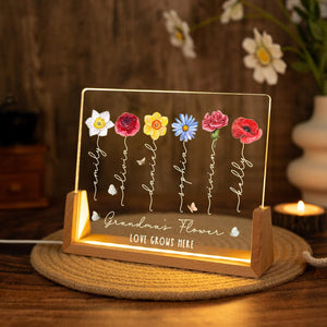 Custom Grandmas Garden Night Light: Unique Gifts for Grandma,Birth Flower Lamp,Moms Garden Night Lamp,Bedroom Night Lamp,Mothers Day Gifts