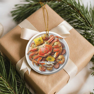 Seafood Boil Ornament, Foodie Gift for White Elephant or Secret Santa, Fisherman Aesthetic, Crab Shrimp Lobster Lover, Bayou Ornament