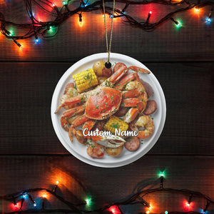 Seafood Boil Ornament, Foodie Gift for White Elephant or Secret Santa, Fisherman Aesthetic, Crab Shrimp Lobster Lover, Bayou Ornament