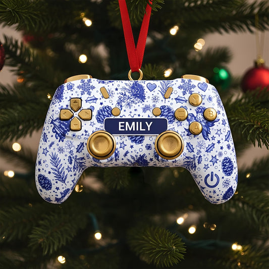 Personalized Gamer Controller Ornament Custom Name Acrylic Christmas Tree Decoration for Video Game Lovers, Kids, Teens, Boys & Girls