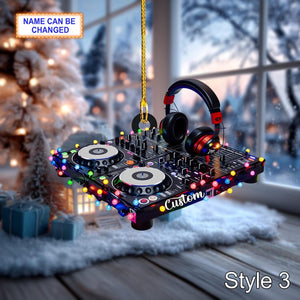 Personalized DJ Christmas Ornament, Custom Name Flat 2D Acrylic Ornament, Music Lover Gift for Him, DJ Headphones Holiday Keepsake Gifts