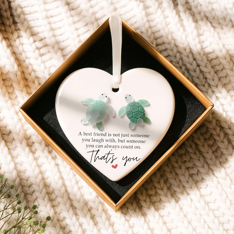 Personalized Sea Glass Friendship Ornament, Best Friend Christmas Decor Gift, Timeless Ceramic Besties Keepsake Gift, Christmas Tree Hanging
