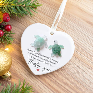 Personalized Sea Glass Friendship Ornament, Best Friend Christmas Decor Gift, Timeless Ceramic Besties Keepsake Gift, Christmas Tree Hanging