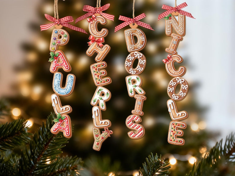 Custom Gingerbread Alphabet Ornament, Kids Name Ornament, Christmas Tag for Stockings, Kids Christmas Gifts, Christmas Ornaments for Family
