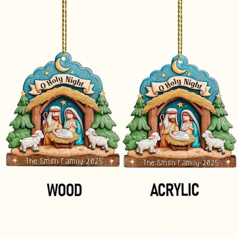 Custom Nativity Scene Christmas Ornament, Christian Ornament, Nativity Jesus Ornament, Religious Gift, Gift For Family, Christmas Decor