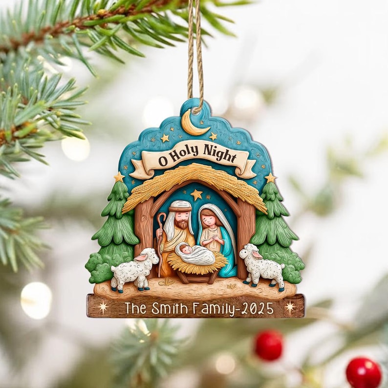 Custom Nativity Scene Christmas Ornament, Christian Ornament, Nativity Jesus Ornament, Religious Gift, Gift For Family, Christmas Decor