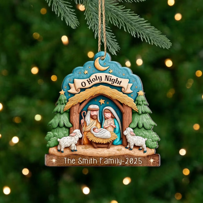 Custom Nativity Scene Christmas Ornament, Christian Ornament, Nativity Jesus Ornament, Religious Gift, Gift For Family, Christmas Decor