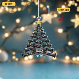 Personalized Clarinet Christmas Tree 2D Flat Ornament, Custom Name Musician Ornament, Gift for Band Player, Clarinetist or Music Teacher