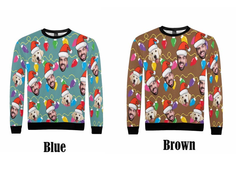 Custom Christmas Ugly Sweater,Personalize Face Sweatshirt,Funny Sweatshirt for Family/Friends,Christmas Ugly Sweater Party Christmas Gifts