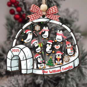 Customize Penguin Family Shaker Ornament, Custom Family Christmas Ornament 2025, Family and Pet Ornament Keepsake, 4D Shaker Ornament