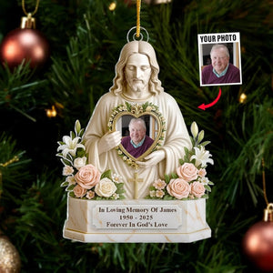 Personalized Memorial Ornament with Photo Forever in God s Love Acrylic Keepsake Christian Remembrance Gift for Loss of Loved One