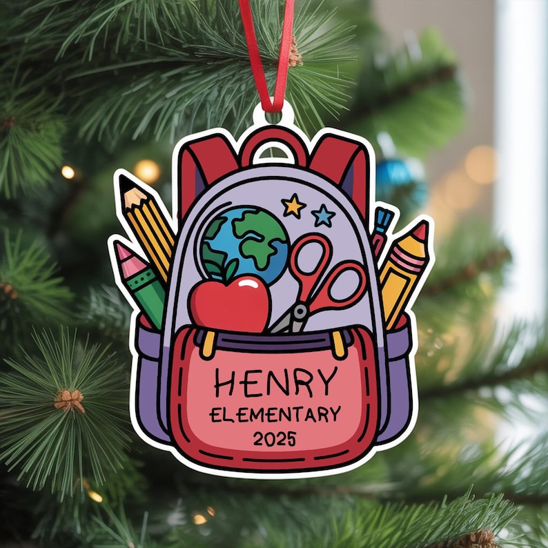 Personalized Kid School Backpack Ornament: Custom Keepsake for Student, Class of 2025