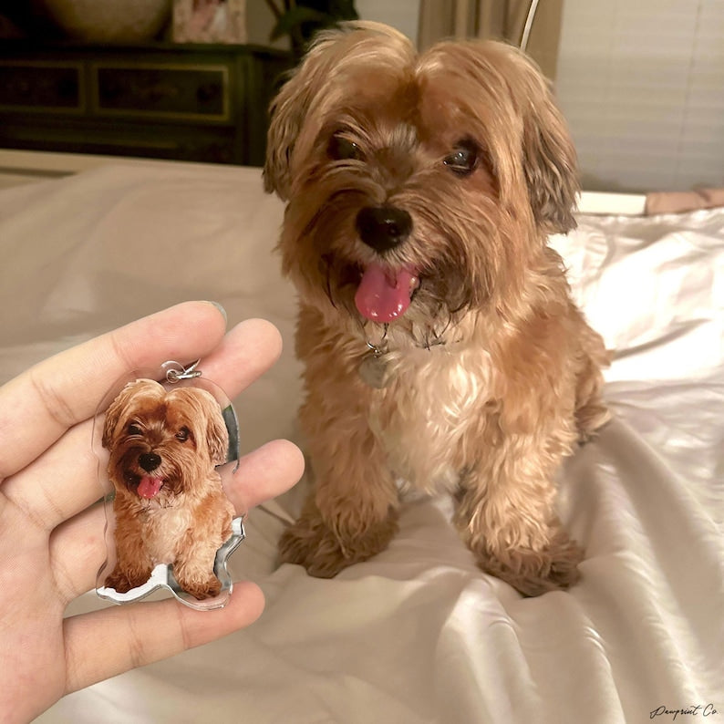 Personalized Dog Keychain, Custom Tabby Cat Keyring, Unique Cat Mom Gift, Custom Pet Photo Keychain, Christmas Gift for Cat Lovers