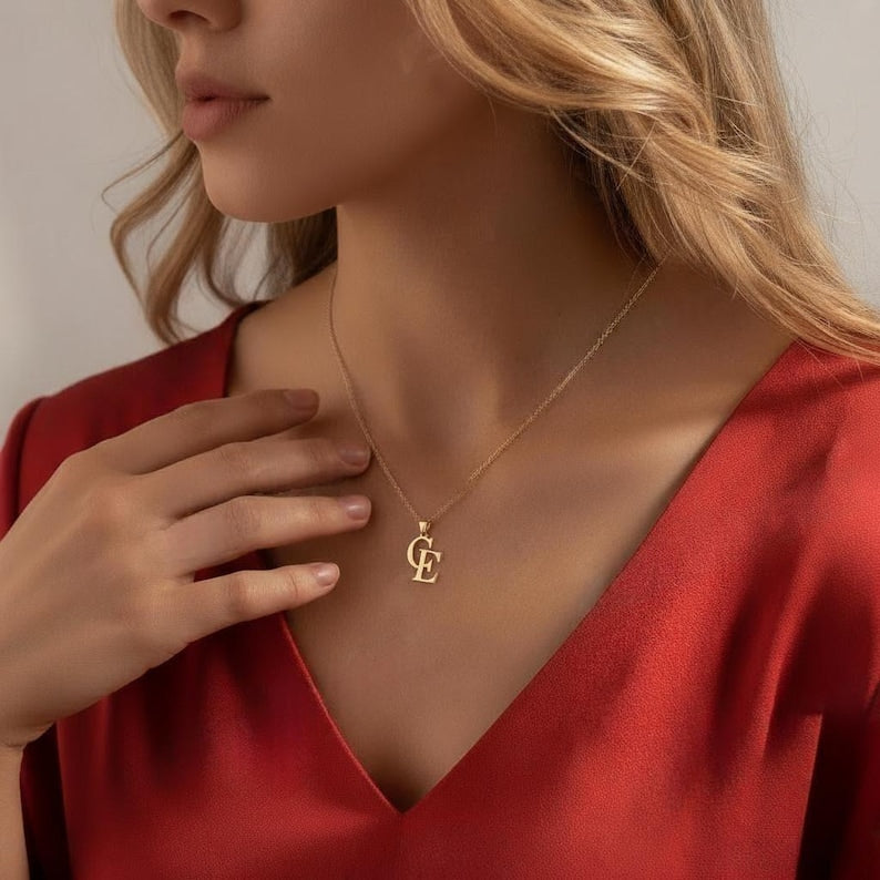 Custom Necklace, Two Letter Initial Necklace, Personalised Double Initial Necklace, Couple Necklace, Anniversary Gift,Christmas Gift for Her