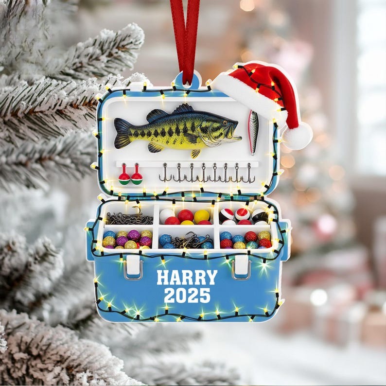 Personalized Fishing Tackle Box 2D Ornament, Fisherman Ornament, Dad Fishing Ornament, Fishing Man Gifts, Fishmas Christmas, Fishing Lovers
