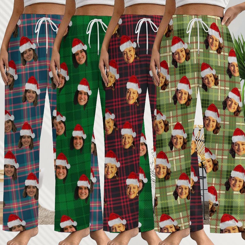 Custom Pajama Pants Photo Print Long Pajama Pants for Women/Mens/grandpa/dog lover,Custom Family Pjs Bottom Christmas Gift for family party