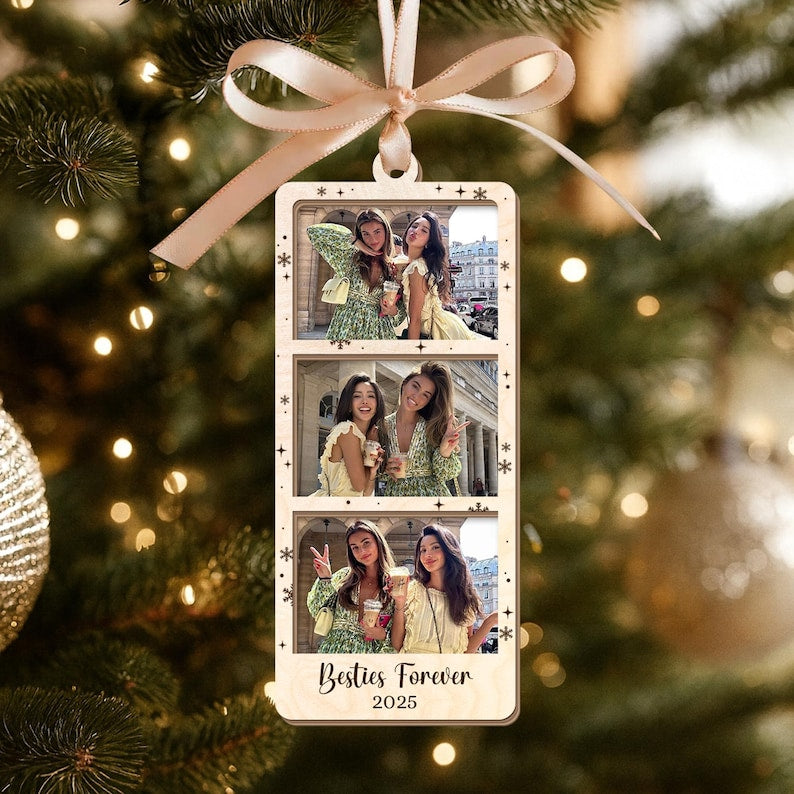 Personalized Photo Strip Ornament, Custom Best Friend Portrait Christmas Gift, Friendship Photo Frame, Besties Ornament, Best Friend Gifts