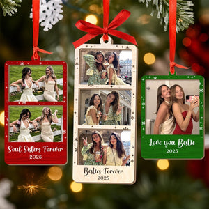 Personalized Photo Strip Ornament, Custom Best Friend Portrait Christmas Gift, Friendship Photo Frame, Besties Ornament, Best Friend Gifts