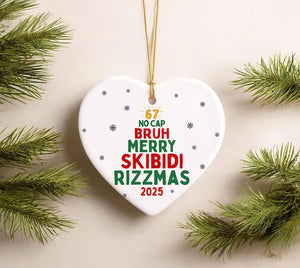 Gen Z Teen Slang Christmas Ornament, Skibidi Ohio Rizz Sigma Toilet Ornament, Six Seven 67 2025 Brainrot Meme, Gen Z Teenager Tween Ornament