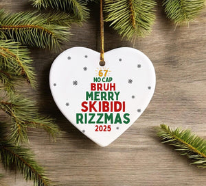 Gen Z Teen Slang Christmas Ornament, Skibidi Ohio Rizz Sigma Toilet Ornament, Six Seven 67 2025 Brainrot Meme, Gen Z Teenager Tween Ornament