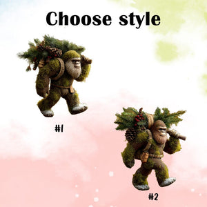 Bigfoot Christmas Ornament, Mossy Sasquatch with Pine Branch Cones, Woodland Holiday Decor, Custom Name Year, Rustic Cabin Xmas 2025