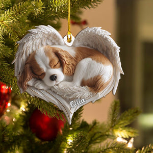 Personalized Cavalier King Charles Dog Angel Acrylic Ornament Flat 2D Cutout Holiday Tree Decor Gift for Dog Lover,Pet Memorial Keepsake