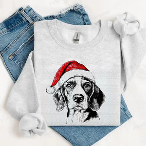 Custom Dog/ Cat Christmas Sweatshirt - Personalized Dog Santa Hat Graphic Crewneck - Dog/ Cat Lover Shirt - Funny Christmas Gift Hoodie