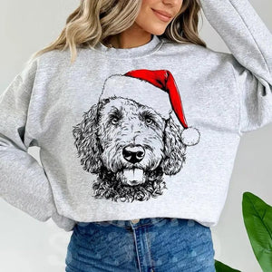 Custom Dog/ Cat Christmas Sweatshirt - Personalized Dog Santa Hat Graphic Crewneck - Dog/ Cat Lover Shirt - Funny Christmas Gift Hoodie