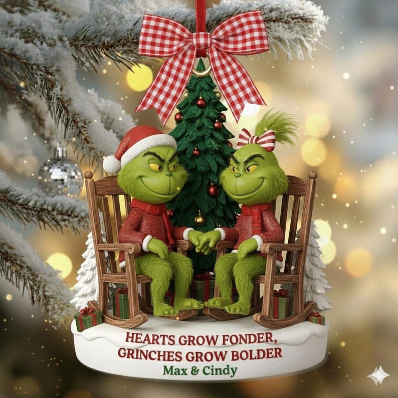 Personalized Grinch Couple Christmas Ornament 2025, Green Monster Couple, Custom Name Couple Gift, Funny Holiday Decor, Anniversary Keepsake