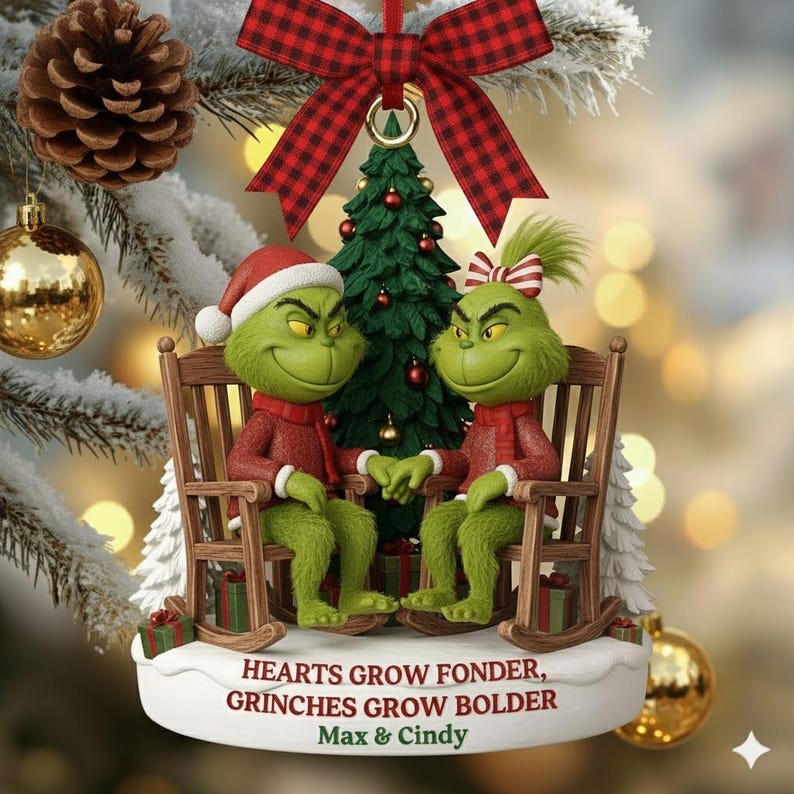 Personalized Grinch Couple Christmas Ornament 2025, Green Monster Couple, Custom Name Couple Gift, Funny Holiday Decor, Anniversary Keepsake