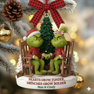 Personalized Grinch Couple Christmas Ornament 2025, Green Monster Couple, Custom Name Couple Gift, Funny Holiday Decor, Anniversary Keepsake
