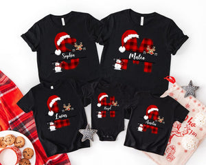 Custom Name Letter Christmas Shirt Personalized Red Plaid Christmas Custom Name Shirt Holiday Family Matching Tee