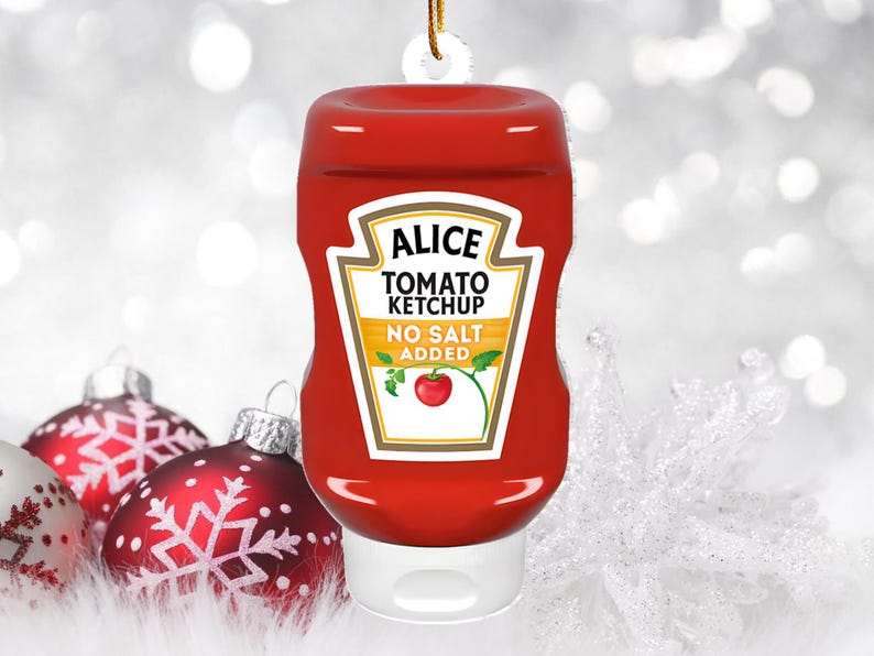 Custom Name Condiments Ornament, Tomatoes Ketchup Ornament, Mayonnaise Ornament, 2025 Christmas Ornament