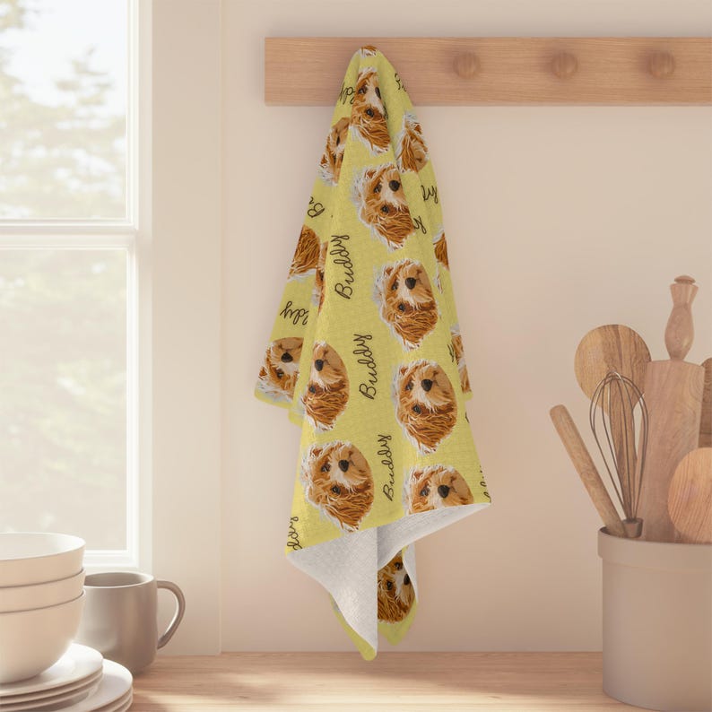 Personalized Kitchen Towel with Pet Photo & Name, Custom Pet Lover Gift, Custom Gift for Mom, Dog or Cat Mom Gift Idea