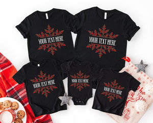 Custom Christmas Shirt Plaid Snowflake Family Name Tee Personalized Holiday Group Shirts Matching Cousin Crew Christmas Party Gift