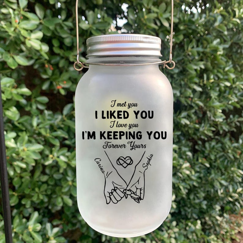 Personalized Couple Light Jar, Custom Date Keepsake Gift, I Met You I Liked You Lamp,Anniversary Decor,Romantic Valentines Day Gifts