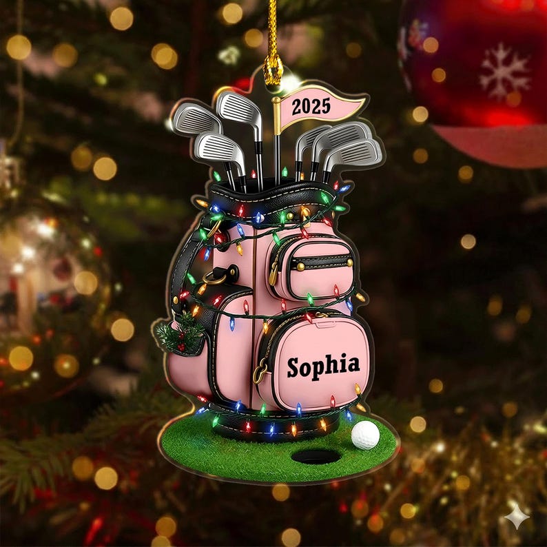 Personalized Golf Bag Ornament 2025, Custom Name Golf Lover Gift, Gifts for Golf Dad, Pro Golfer Xmas Keepsake, Golf Club Christmas Decor