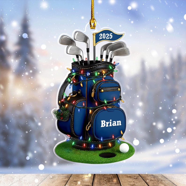 Personalized Golf Bag Ornament 2025, Custom Name Golf Lover Gift, Gifts for Golf Dad, Pro Golfer Xmas Keepsake, Golf Club Christmas Decor